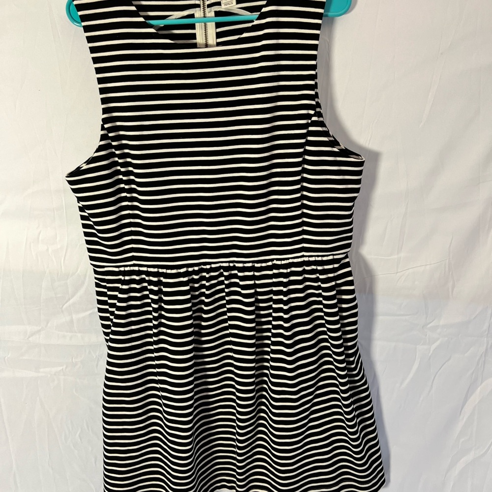 JCrew Black and White Striped Sleeveless Dress